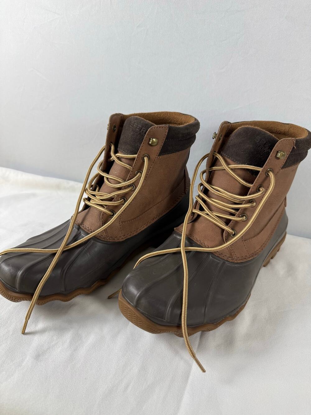Sperry Brewster Duck Boots Men’s 10.5 Brown Leather Waterproof STS19273
